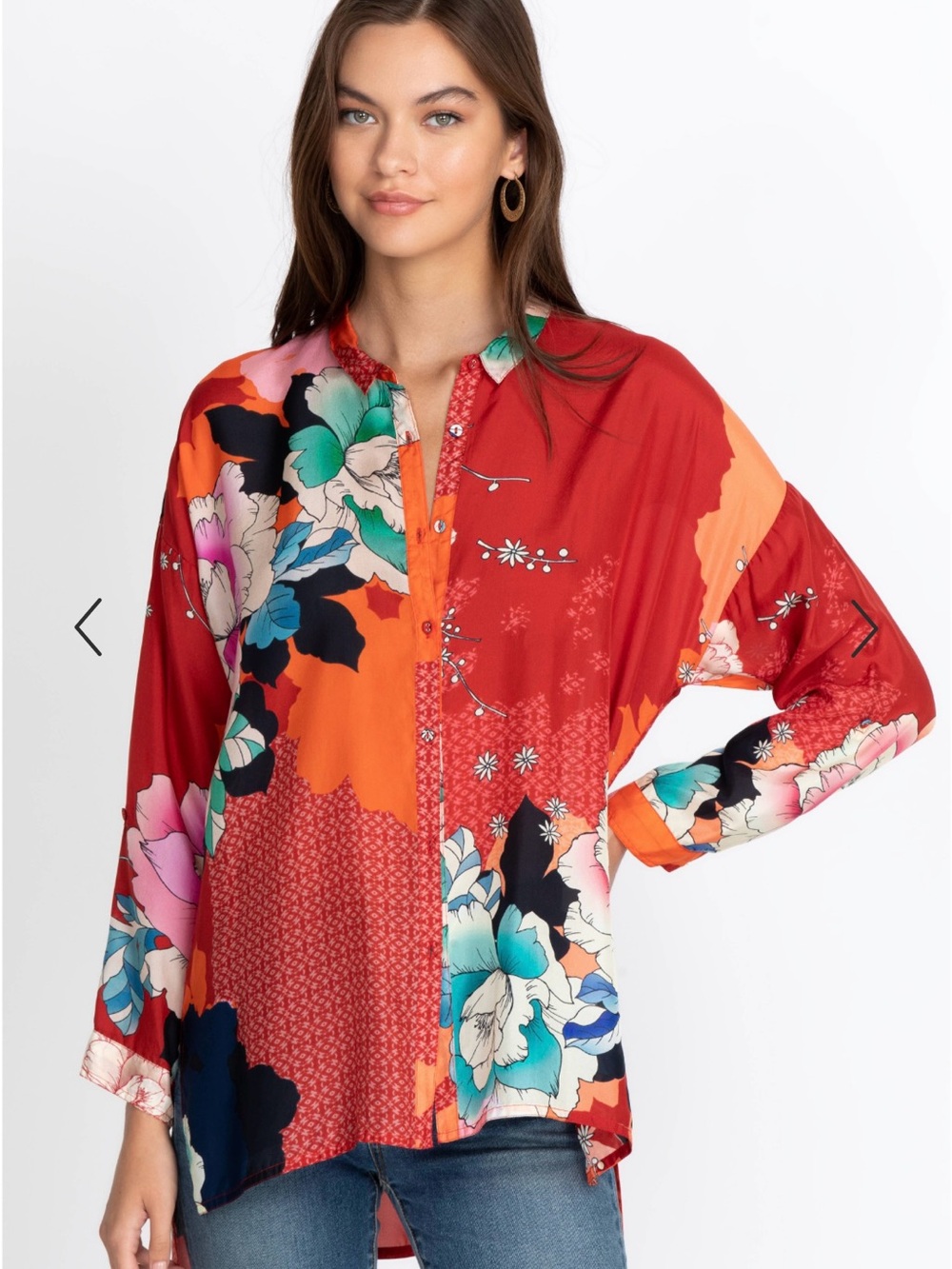 Johnny Was Tura Jarah Floral Print Button-Down Blouse